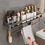 Aluminum Bathroom/Kitchen Shelf For Accessories With Towel Bar