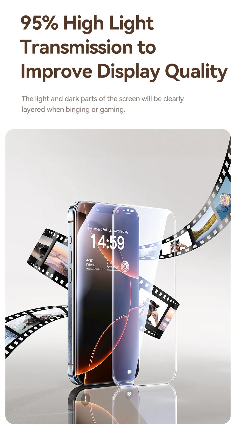 Baseus Full-View 0.3mm Tempered Glass Screen Protector For iPhone 13 14 15 16 17 Pro Max And iPhone 17 Air