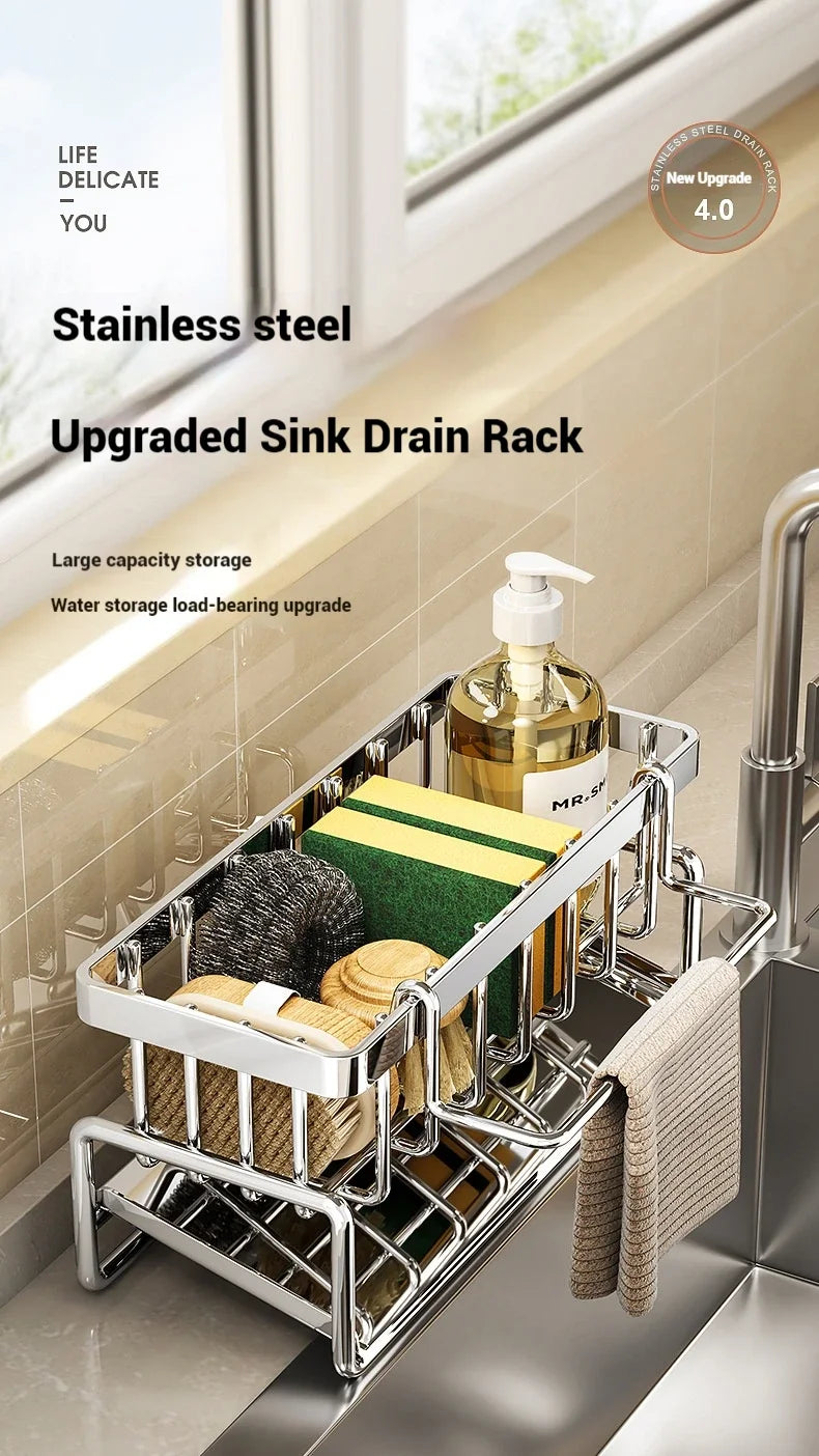 Plastic Multi-Functional Sink Organizer for Kitchen & Bathroom