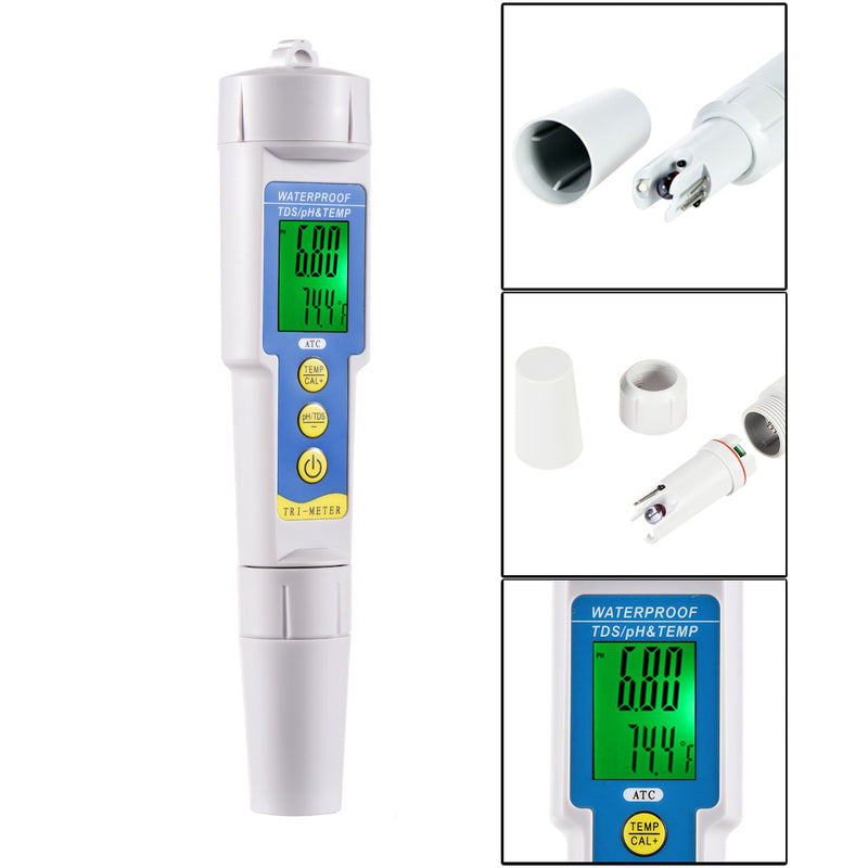 Digital PH Meter 10 in 1 Water Quality Monitor Tester PH/EC/TDS/Salinity/Thermometer Multi-parameter Testing Meter