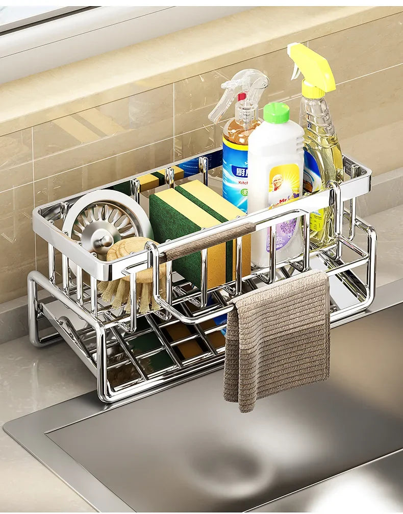 Plastic Multi-Functional Sink Organizer for Kitchen & Bathroom