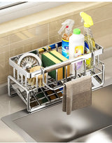 Plastic Multi-Functional Sink Organizer for Kitchen & Bathroom