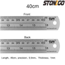 STONEGO Stainless Steel Double Sided Ruler, 6, 8, 12, 16 Or 20 Inch Metal Rulers