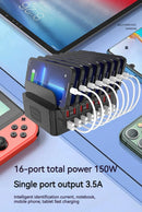 150W Universal Multi 16 Port USB 3.5A Fast Charging Station For Iphone Ipad Samsung Xiaomi Tablet