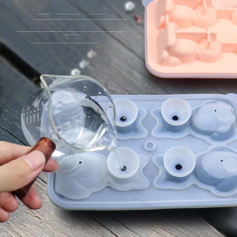 Silicone 3D Cute Cat Ice Cube Molds Makes 4