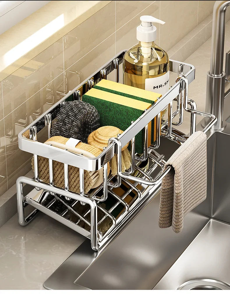 Plastic Multi-Functional Sink Organizer for Kitchen & Bathroom