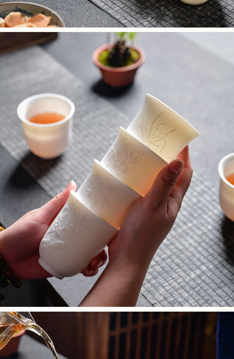 Chinese Three-dimensional White Porcelain Tea Cup
