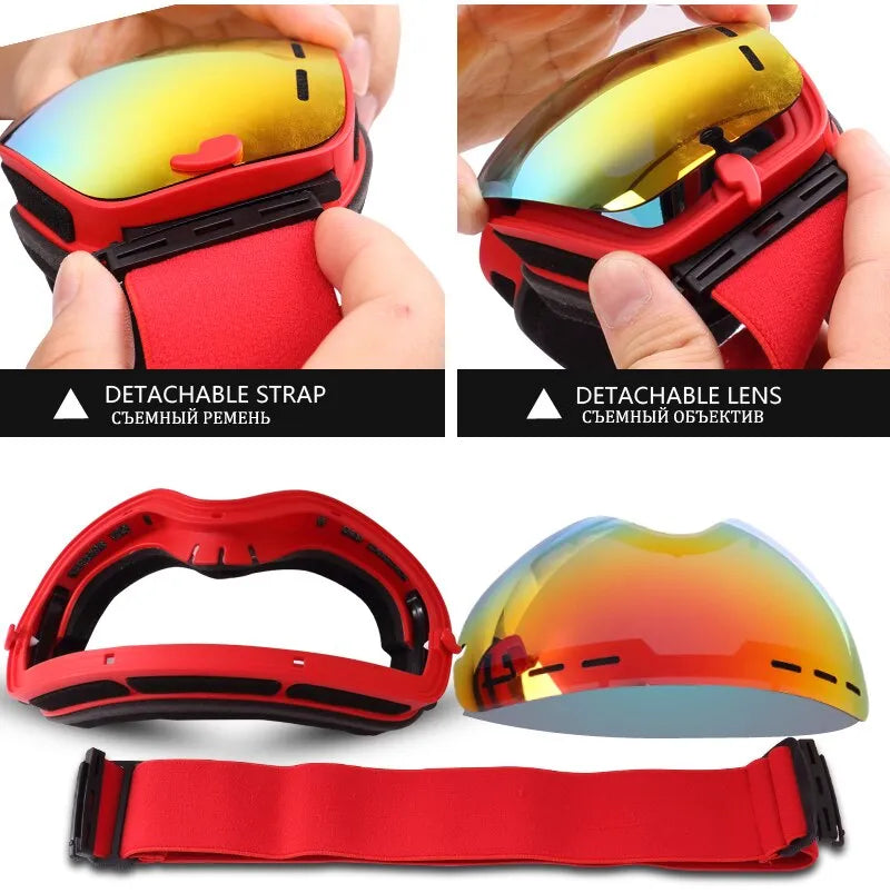 X-TIGER Double Layer, Anti-fog, UV Protection Ski Goggles.