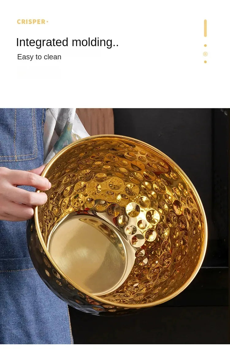 Stainless Steel Hammer Point Fruit Or Mixing Bowl