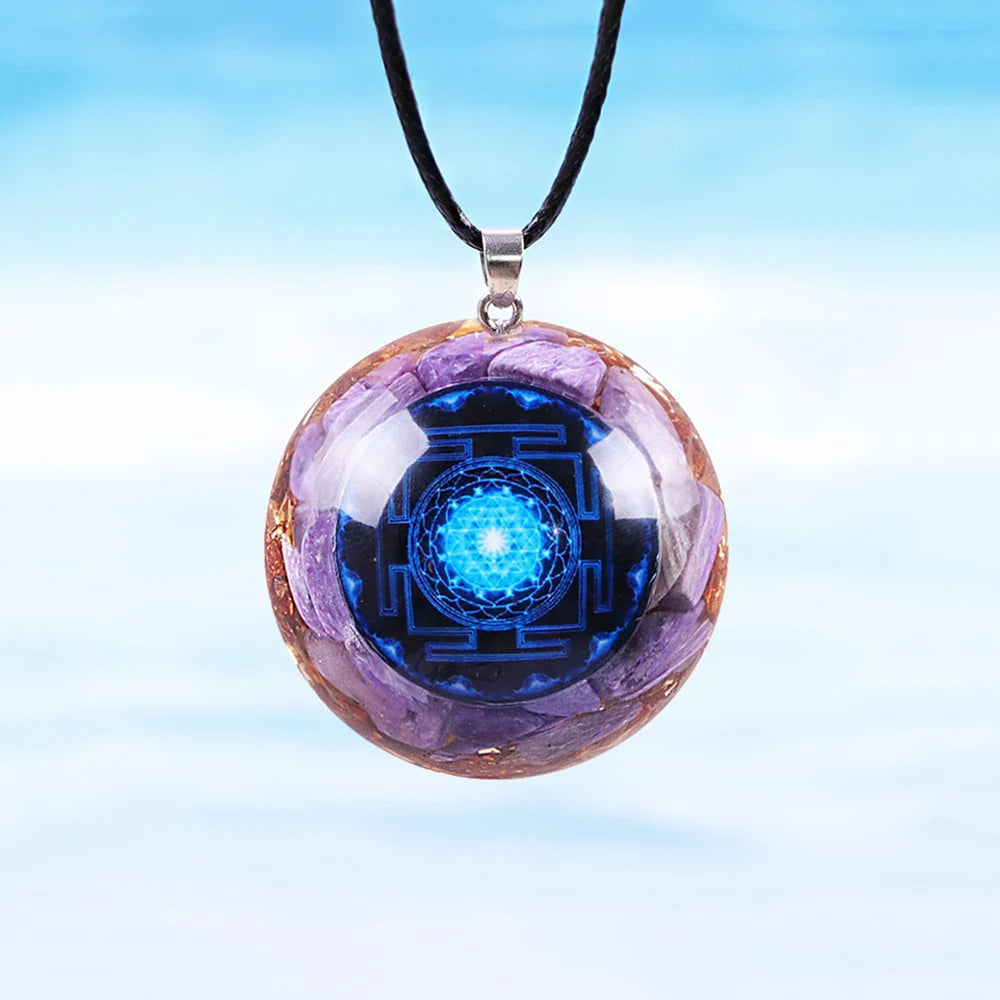 Chakra Orgonite Charoite Pendant