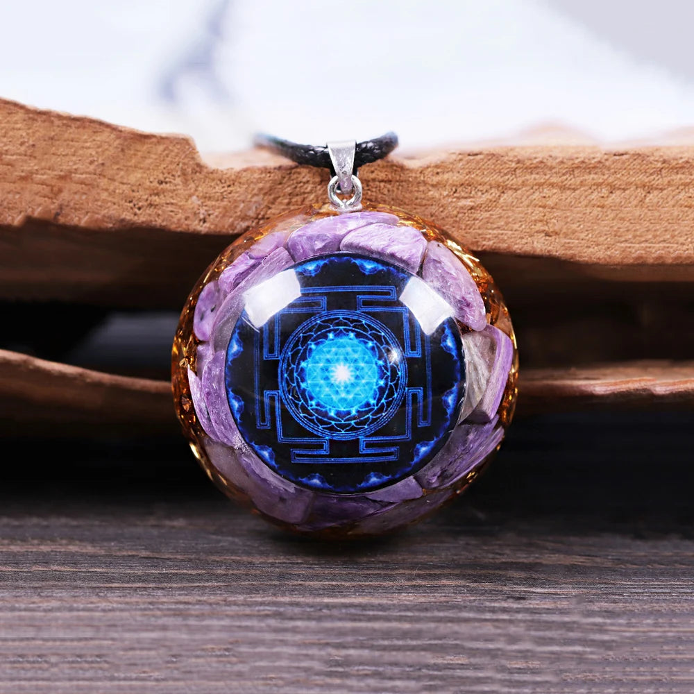 Chakra Orgonite Charoite Pendant