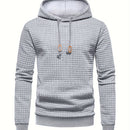 Men's Casual Waffle Pattern Pullover Hooded Sweatshirt With Kangaroo Pocket