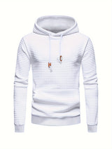 Men's Casual Waffle Pattern Pullover Hooded Sweatshirt With Kangaroo Pocket