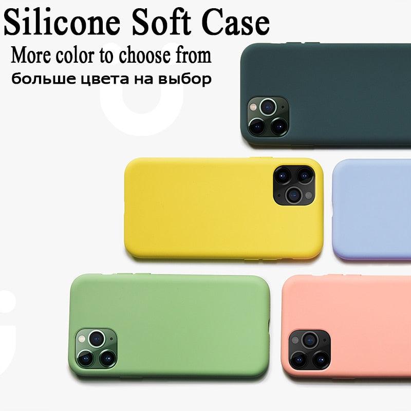 iPhone Case Luxury Original Liquid Silicone Soft Cover For iPhone X - 12 Pro Max Shockproof Phone Case