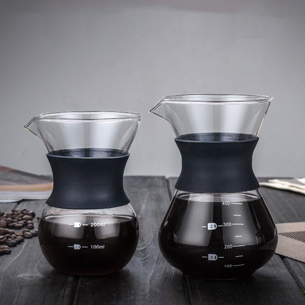 200 Or 400ml Glass Coffee Pot With or Without Stainless Steel Filter. Manual Drip.