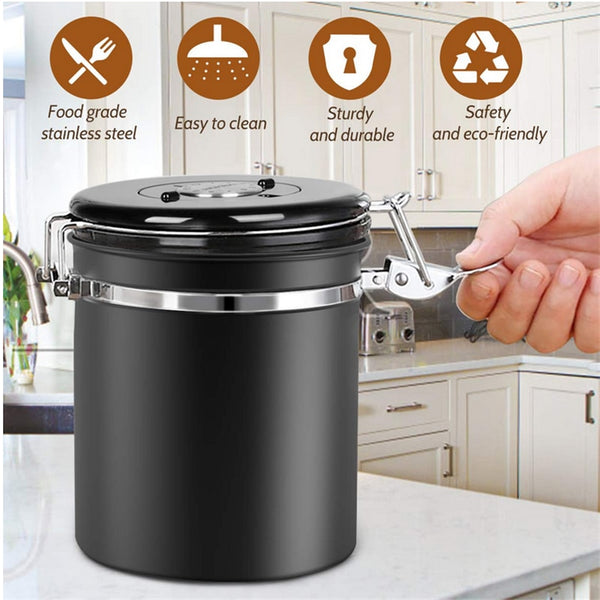 Stainless Steel Sealed Storage Jar.  Moisture-proof to store Coffee Beans, Milk Powder, OR Grains.