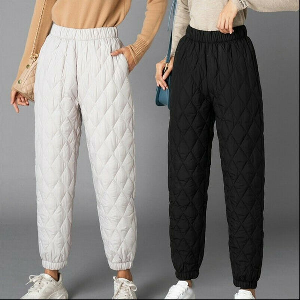 Warm Elastic Waist Cotton Quilted Pants.