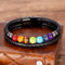 Genuine Black Leather Chakra Men's Bracelet  With 7 Color Natural Yoga Healing Beads.