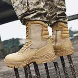 Men Military Leather Boots Special Force Tactical Desert Combat Outdoor Shoes Men&#39;s Steel Toe Cap Work Safety Shoes Ankle Boots