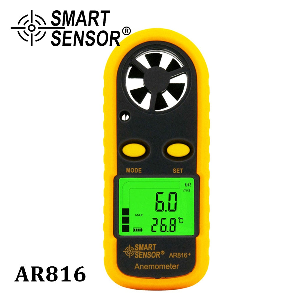 Hand held LCD backlight digital Anemometer 0-30m/s Air Wind Speed and temperature tester.