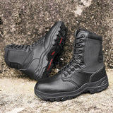 Men Military Leather Boots Special Force Tactical Desert Combat Outdoor Shoes Men&#39;s Steel Toe Cap Work Safety Shoes Ankle Boots