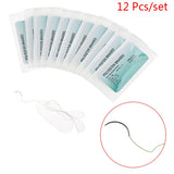 12Pcs 75cm 2/0 3/0 4/0 5/0 Medical Needle Suture Nylon Monofilament Thread Suture Practice Kit Teaching Demonstrations Exercises