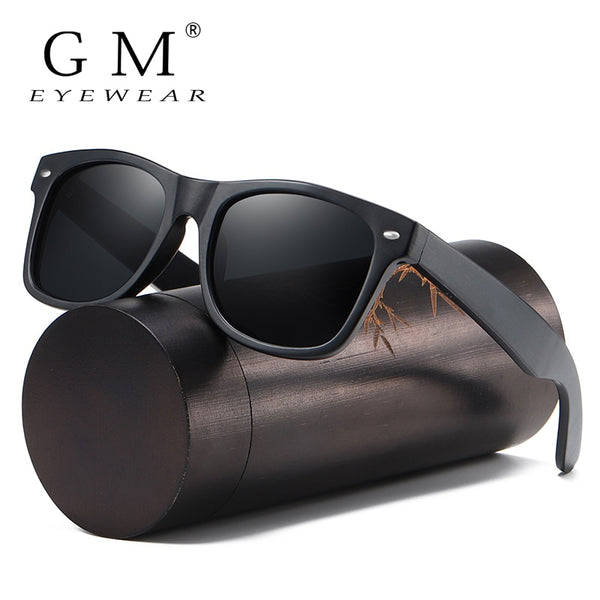 GM Polarized Sunglasses 100% Natural Wooden Sunglasses Frame Bamboo Black UV400