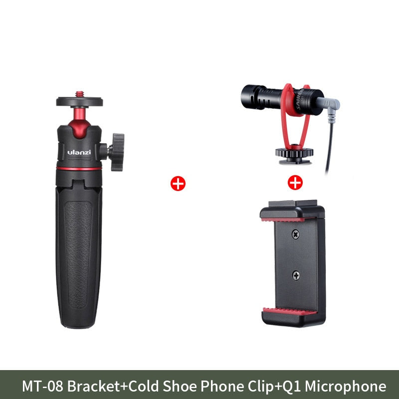 Ulanzi MT-08 DSLR SLR Phone Vlog tripod KIT Cold Shoe Phone Mount Holder for Microphone LED Light Mini Tripod for iPhone 13 Sony