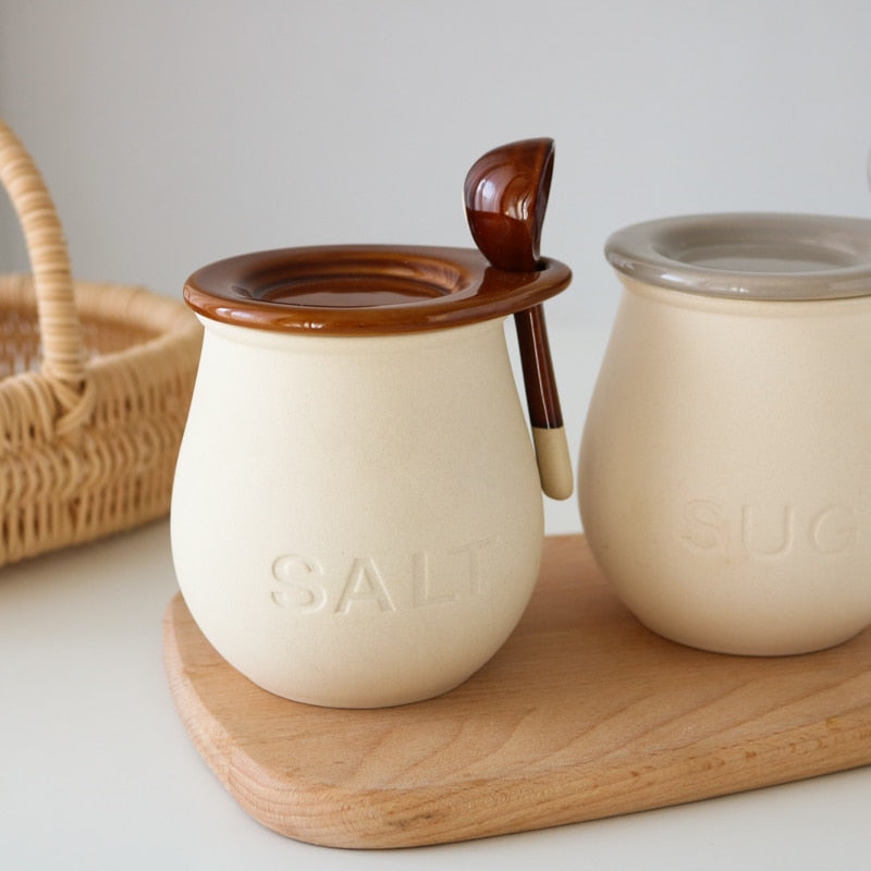 Ceramic jars for Spices, Salt, Sugar.