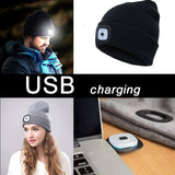 Unisex USB rechargeable warm beanie hat.  Great for night walking.