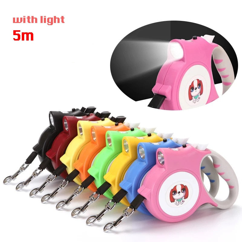 LED Retractable/Detachable Pet Leash with LED Flashlight.