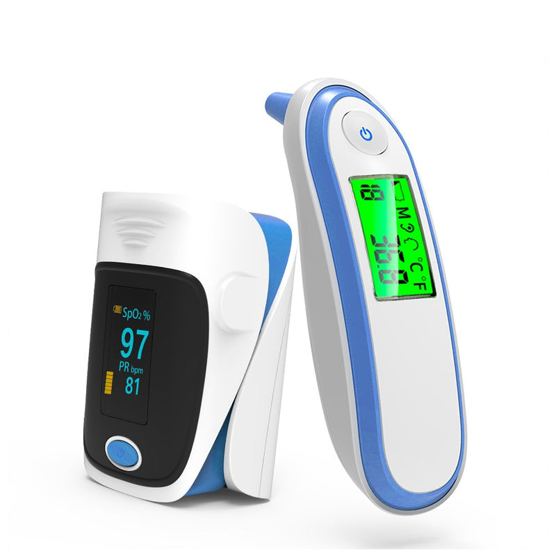 JYHealth Fingertip Pulse Oximeter Medical Body Infrared Thermometer