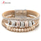 Amorcome Multilayer Leather Bracelets With Ceramic Beads And Magnetic Clasp.