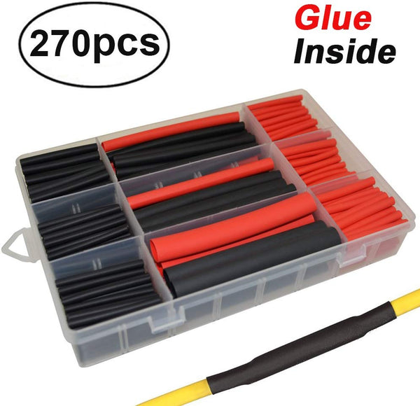 270Pcs/set 3：1Sleeving Wrap Wire Car Electrical Cable Tube kits Heat Shrink Tube Tubing Polyolefin Mixed Color