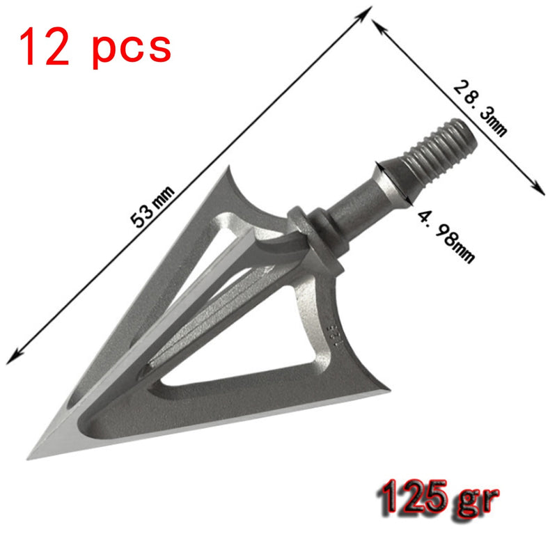 3/6/12/24pcs Archery  Broadhead Hunting Sharp 100/125 Grain Arrow Head 3 Blade Stainless Alloy Arrowhead Screw-In Tips