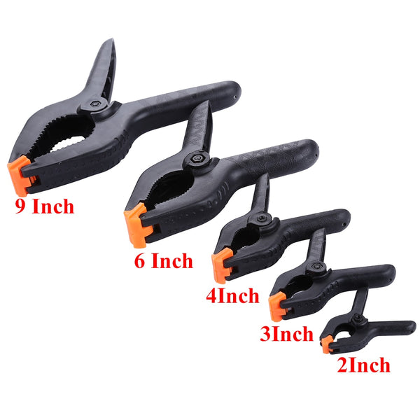 2/3/4/6/9inch Adjustable Plastic Spring Clamps for Woodworking.