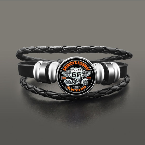 Classic US Route 66 Button Snap Bracelets For Men & Women.