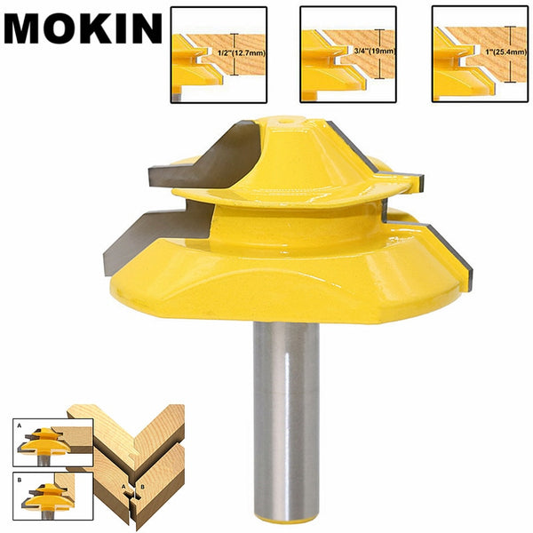 Tenon Milling Cutter for woodworking 45 degree lock miter router Bit 6.35mm/8mm/12.7mm.