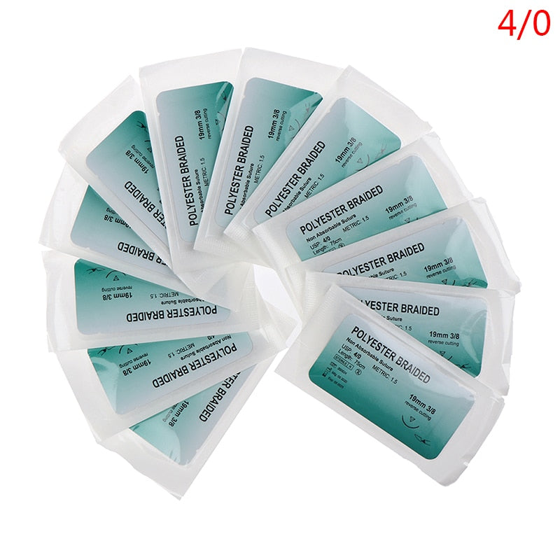 12Pcs 75cm 2/0 3/0 4/0 5/0 Medical Needle Suture Nylon Monofilament Thread Suture Practice Kit Teaching Demonstrations Exercises