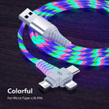 3 In 1 Flow Luminous USB Cable For  Micro USB/Type C/8 Pin Charger Wire Cord