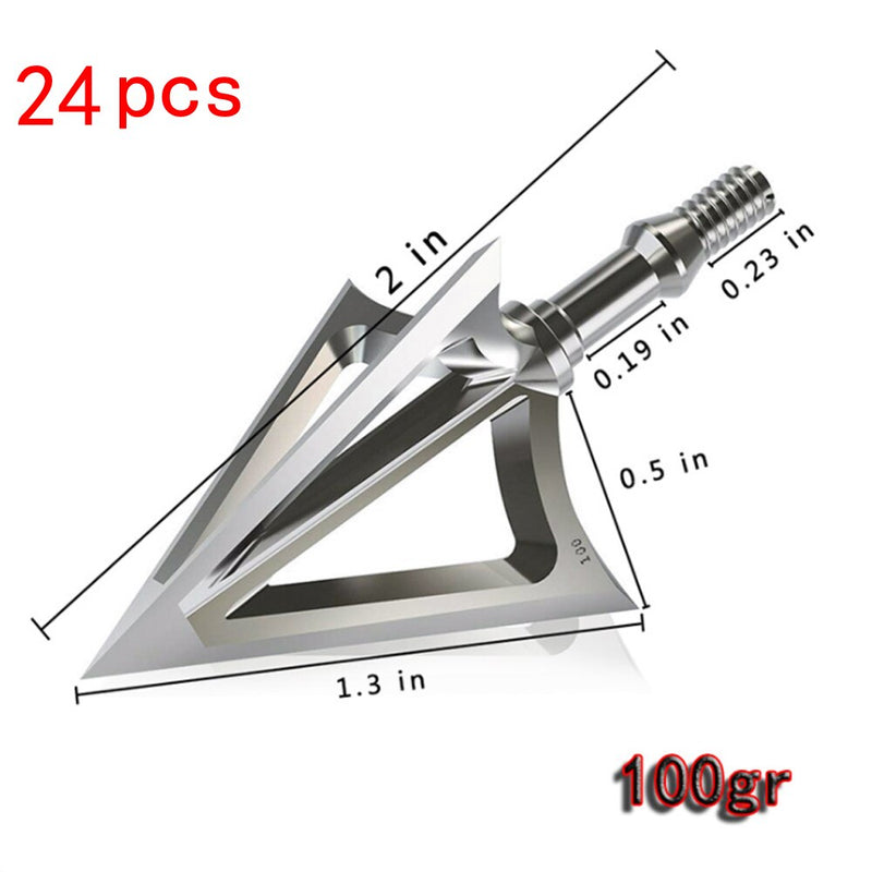 3/6/12/24pcs Archery  Broadhead Hunting Sharp 100/125 Grain Arrow Head 3 Blade Stainless Alloy Arrowhead Screw-In Tips