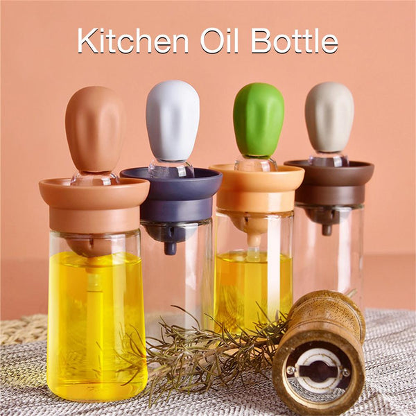 150ml Kitchen Glass Oil Bottle With Silicon Brush and dispenser.