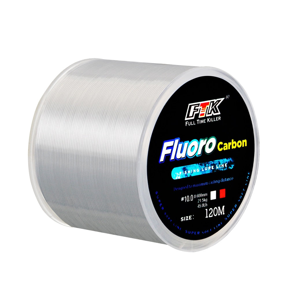 120M Fluorocarbon carbon fiver coated fishing Line 0.20mm-0.60mm 7.15LB-45LB.