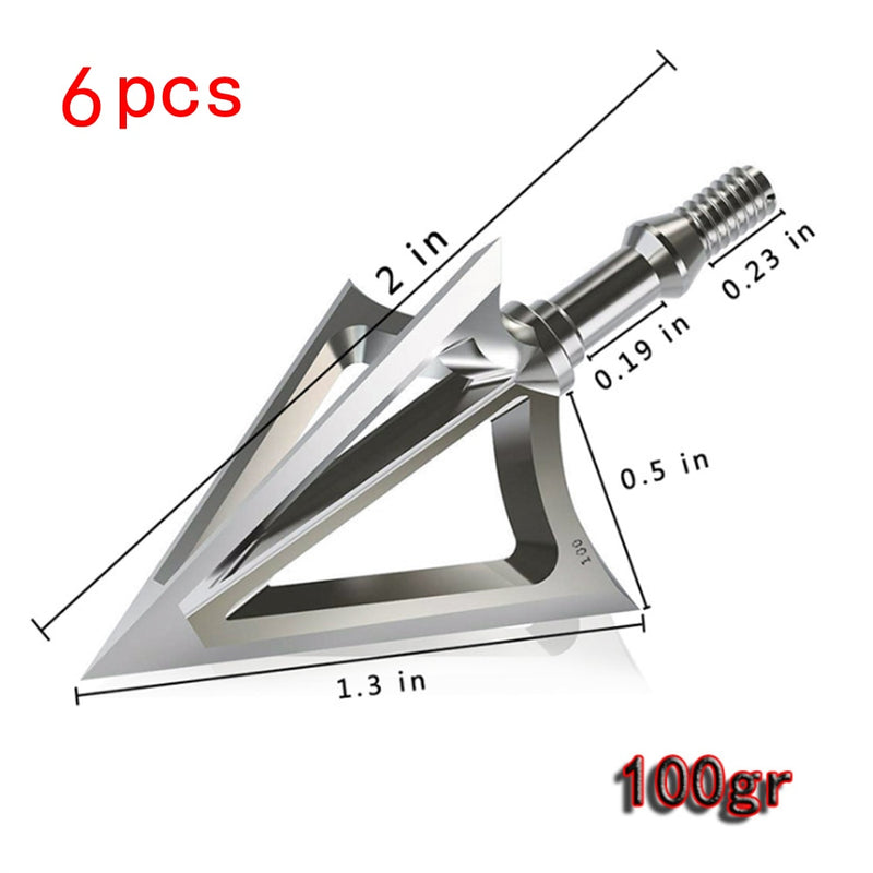 3/6/12/24pcs Archery  Broadhead Hunting Sharp 100/125 Grain Arrow Head 3 Blade Stainless Alloy Arrowhead Screw-In Tips