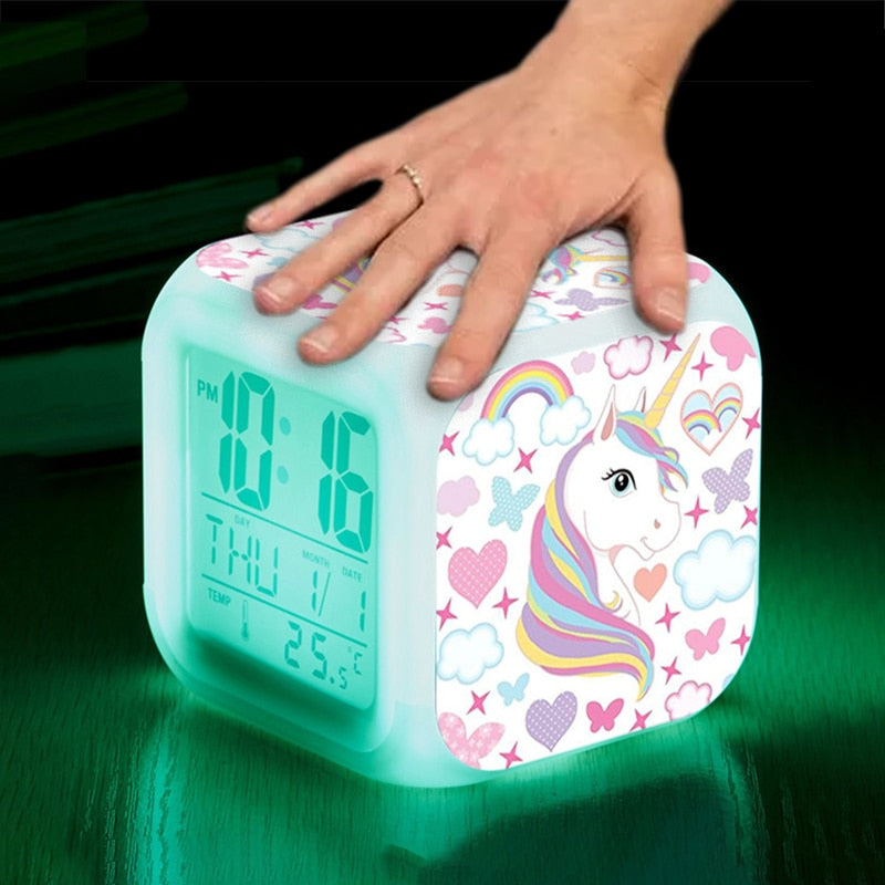 LED digital unicorn alarm clock and light.