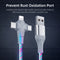 3 In 1 Flow Luminous USB Cable For  Micro USB/Type C/8 Pin Charger Wire Cord