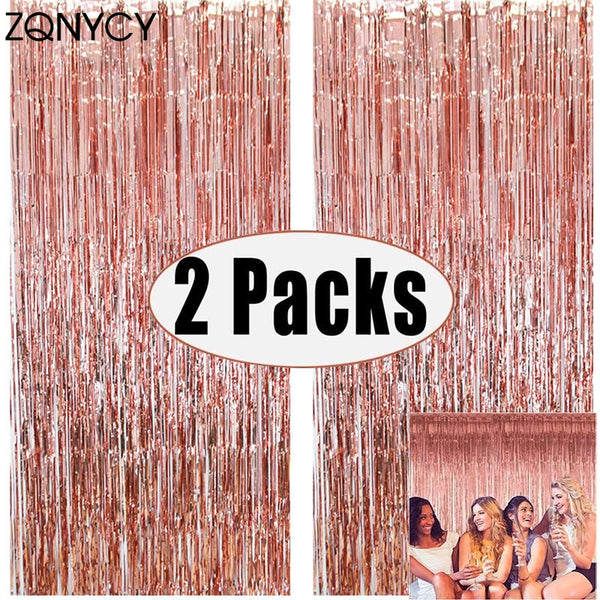 2Pack Party Metallic Foil Backdrop Curtain Decoration.  Great For Weddings, Birthdays or Showers.