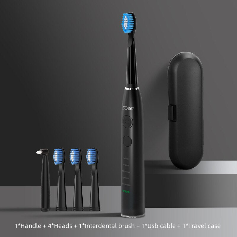 Seago Electric Toothbrush Adult USB Fast Charge Waterproof Rechargeable Sonic Automatic Tooth Brush Replacement Heads SG-575