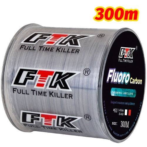 300m 500m Fluorocarbon Coating Fishing Line 4.13LB-34.32LB Carbon Fiber Leader Line Fishing Lure Wire Sinking Line