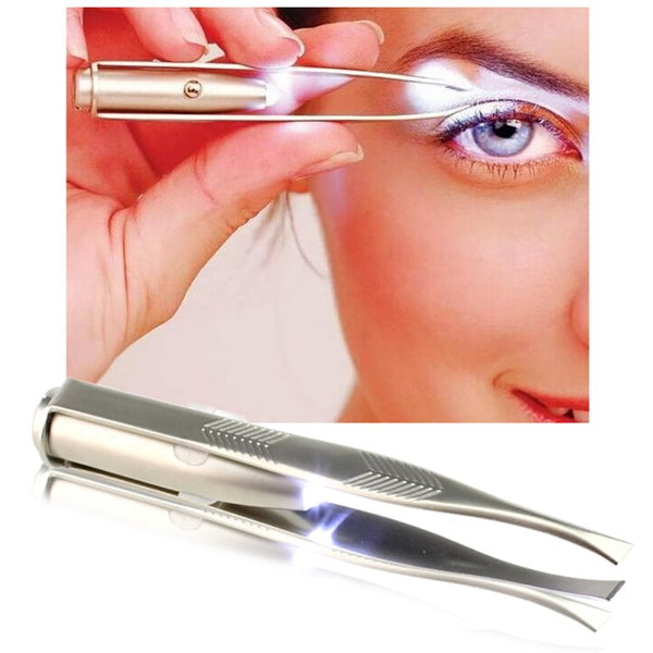 1pc Stainless Steel LED eyebrow tweezer.